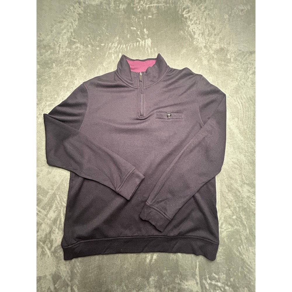 Ted Baker Valerio Pullover Mens Size 5 XL Purple‎ 1/4 Zip Wool Blend Mock Neck